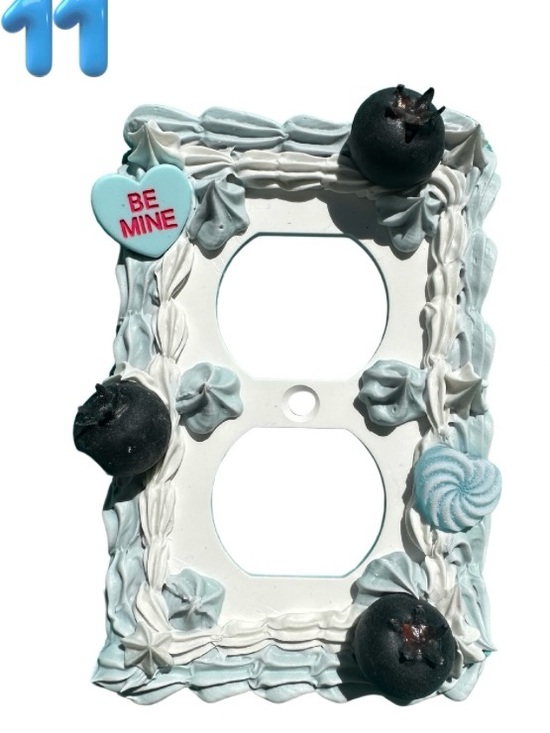 Other - Decorative Sweet Treat Double Outlet Cover in Light Blue and White